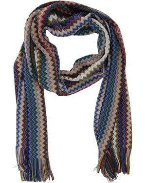Missoni Zig-Zag Fringed Scarf - Blue
