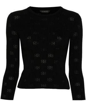 Balenciaga Open-Knit Wool Top - Black