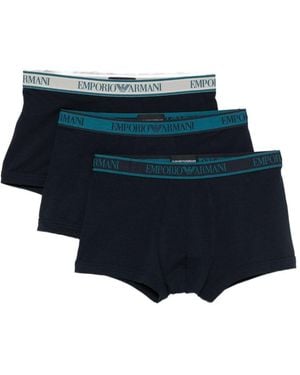 Emporio Armani Logo Trunk Briefs - Blue