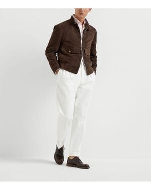 Brunello Cucinelli Bomber Leather Jacket - Brown
