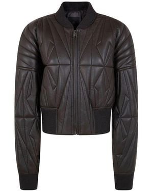 Moncler Leather Bomber Jacket - Black