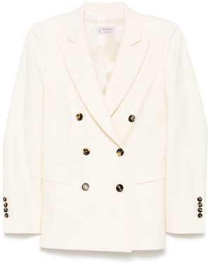 Alberto Biani Wool Double-Breasted Jacket - Natural