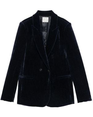 forte_forte Velvet Double-Breasted Jacket - Blue