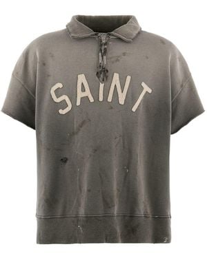 SAINT Mxxxxxx Logo Cotton Polo Shirt - Grey