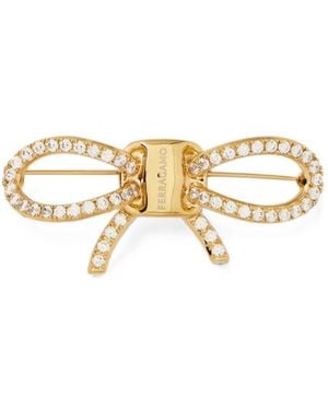 Ferragamo Bow Strass Pin - Metallic
