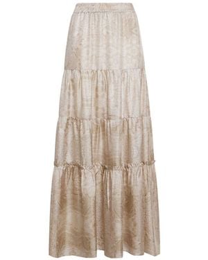 Pierre Louis Mascia Silk Long Skirt - Natural