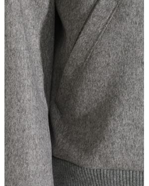 Lardini Ribbed-Trim Wool Bomber Jacket - Grey