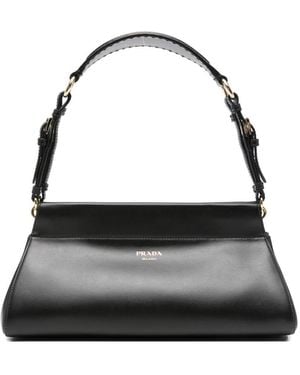 Prada Aimée Medium Leather Shoulder Bag - Black
