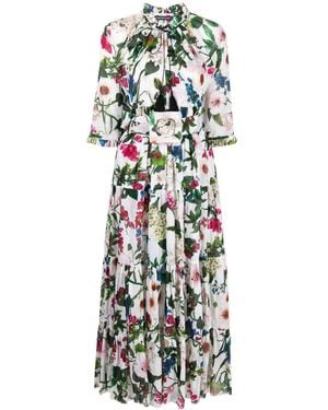 Samantha Sung Floral Print Long Dress - White