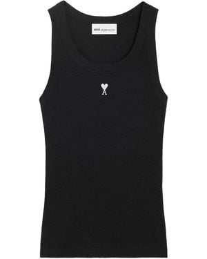 Ami Paris Ami De Couer Cotton Tank Top - Black