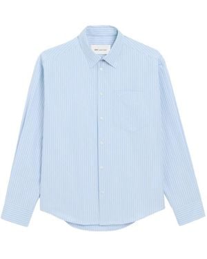 Ami Paris Striped Cotton Shirt - Blue