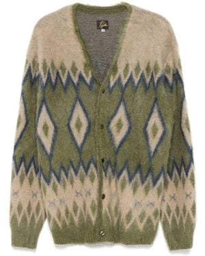 Needles Patterned Mohair-Blend Cardigan - Green