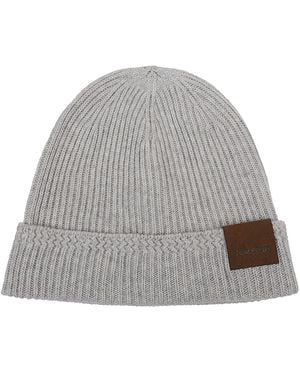 Tom Ford Ribbed Texture Beanie Hat - Grey
