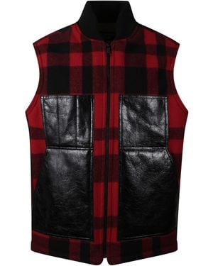 Junya Watanabe Mackinaw Wool And Leather Vest - Red