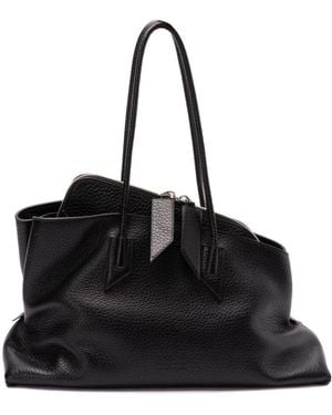 The Attico La Passeggiata Medium Leather Shoulder Bag - Black