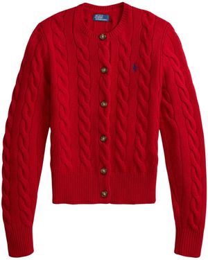 Polo Ralph Lauren Cable-Knit Wool-Cashmere Cardigan - Red
