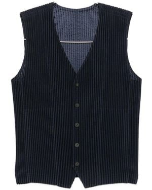 Homme Plissé Issey Miyake Pleated V-Necked Vest - Blue