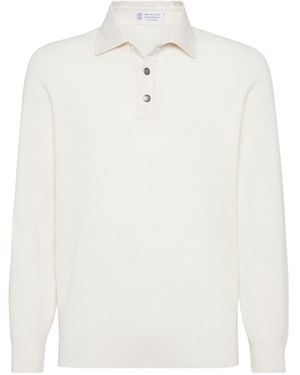 Brunello Cucinelli Cashmere Polo Shirt - White