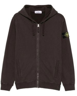 Stone Island Zip-Up Sweatshirt - Black