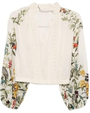 Alice + Olivia Cassie Cropped Blouse - Natural