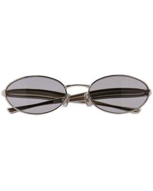 Bottega Veneta Oval Metal Sunglasses - Metallic