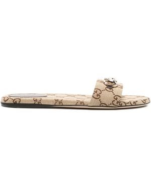Gucci Horsebit Flat Sandals - Natural