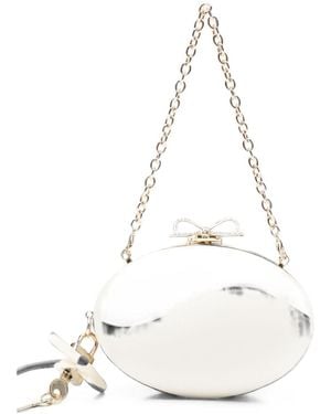 Self-Portrait Satin Clutch - White