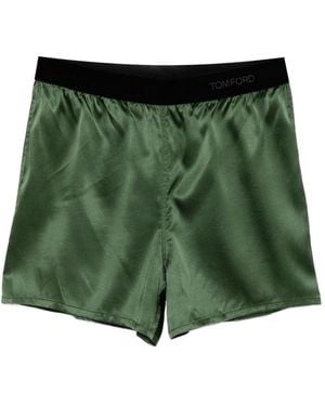 Tom Ford Stretch Silk Satin Pj Shorts - Green