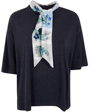 Paul Smith Scarfed Cotton T-Shirt - Blue