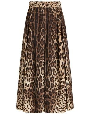 Dolce & Gabbana Leo Print Cotton Skirt - Natural