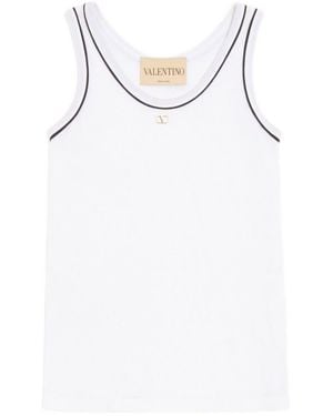 Valentino Logo Cotton Tank Top - White