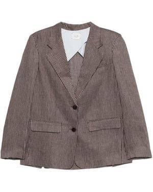 Alysi Single-Breasted Blazer Jacket - Brown