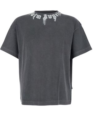 Palm Angels Logo Cotton T-Shirt - Grey