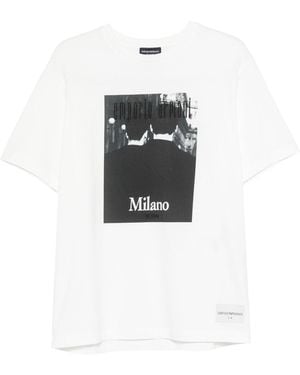 Emporio Armani Printed Cotton T-Shirt - White