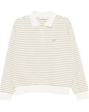 DUNST Striped Cotton Polo Shirt - White