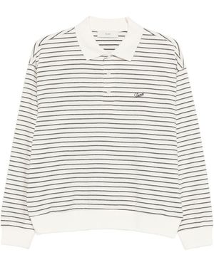 DUNST Striped Cotton Polo Shirt - White
