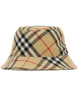 Burberry Check Print Hat - Natural