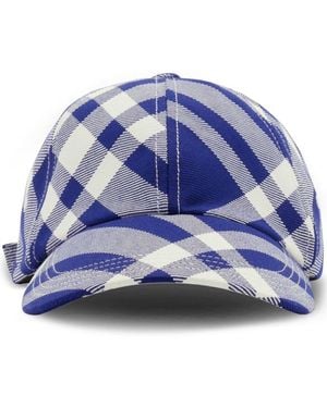 Burberry Cappello Baseball Con Motivo Check - Blu