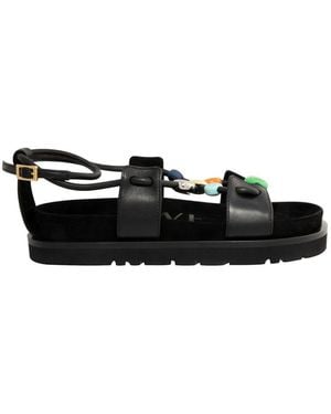 Loewe Paula's Ibiza Pebble Fussbett Leather Sandals - Black