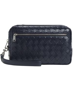 Bottega Veneta Woven Pouch With Strap - Blue