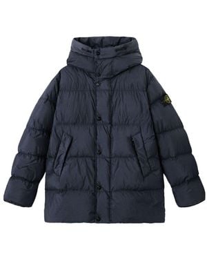 Stone Island Short Hooded Down Jacekt - Blue