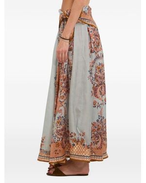 Zimmermann Aster Silk Long Skirt - Blue
