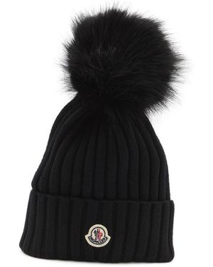 Moncler Pon Pon Wool Beanie - Black
