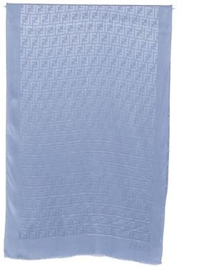Fendi Ff Silk Stole - Blue