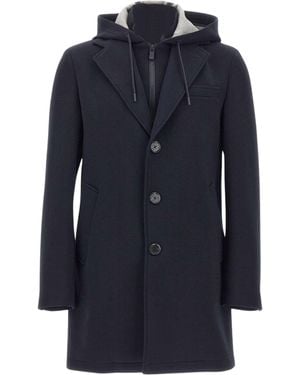 Manuel Ritz Cappotto Con Inserto Bib Con Cappuccio - Blu
