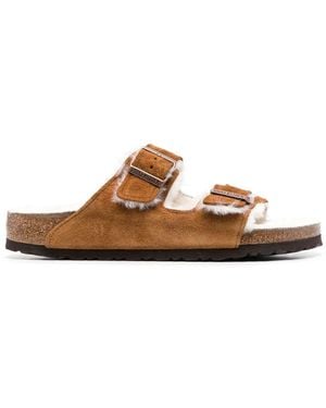 Birkenstock Arizona Shearling Suede Sandals - Brown