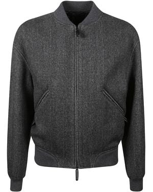 Giorgio Armani Chevron Cashmere Bomber Jacket - Grey