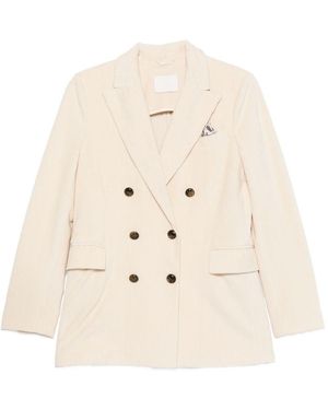 Circolo 1901 Cotton Double-Breasted Jacket - Natural