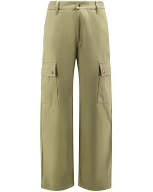 Burberry Cotton Trousers With Logo Embroidery - Green