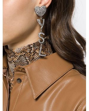 Saint Laurent Monogram heart crystal earrings - Metallizzato